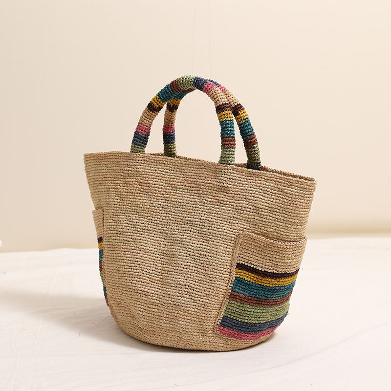 Damen Handgeknüpfte Strandtasche mit bunten Akzenten Karnz