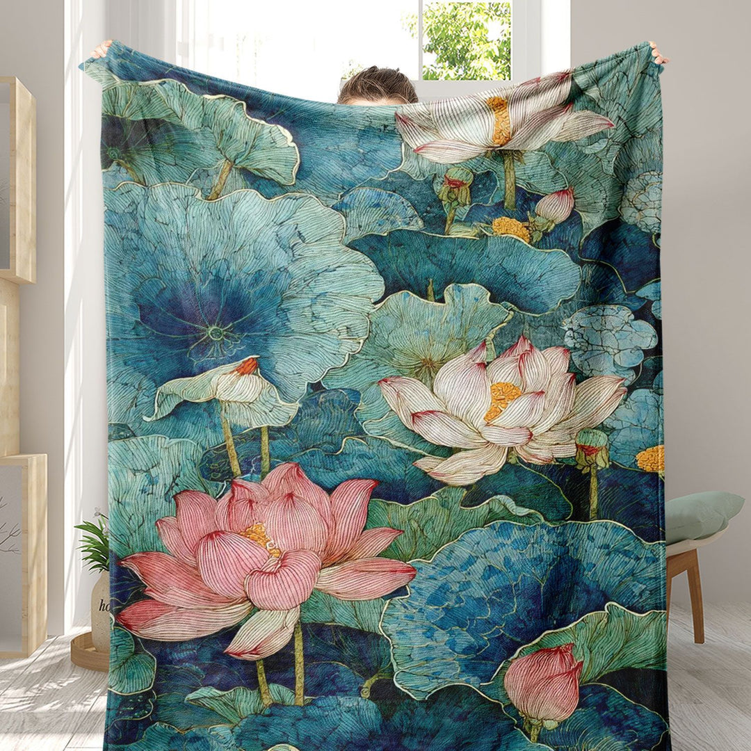 Künstlerische Blumenmuster-Fleece-Decke