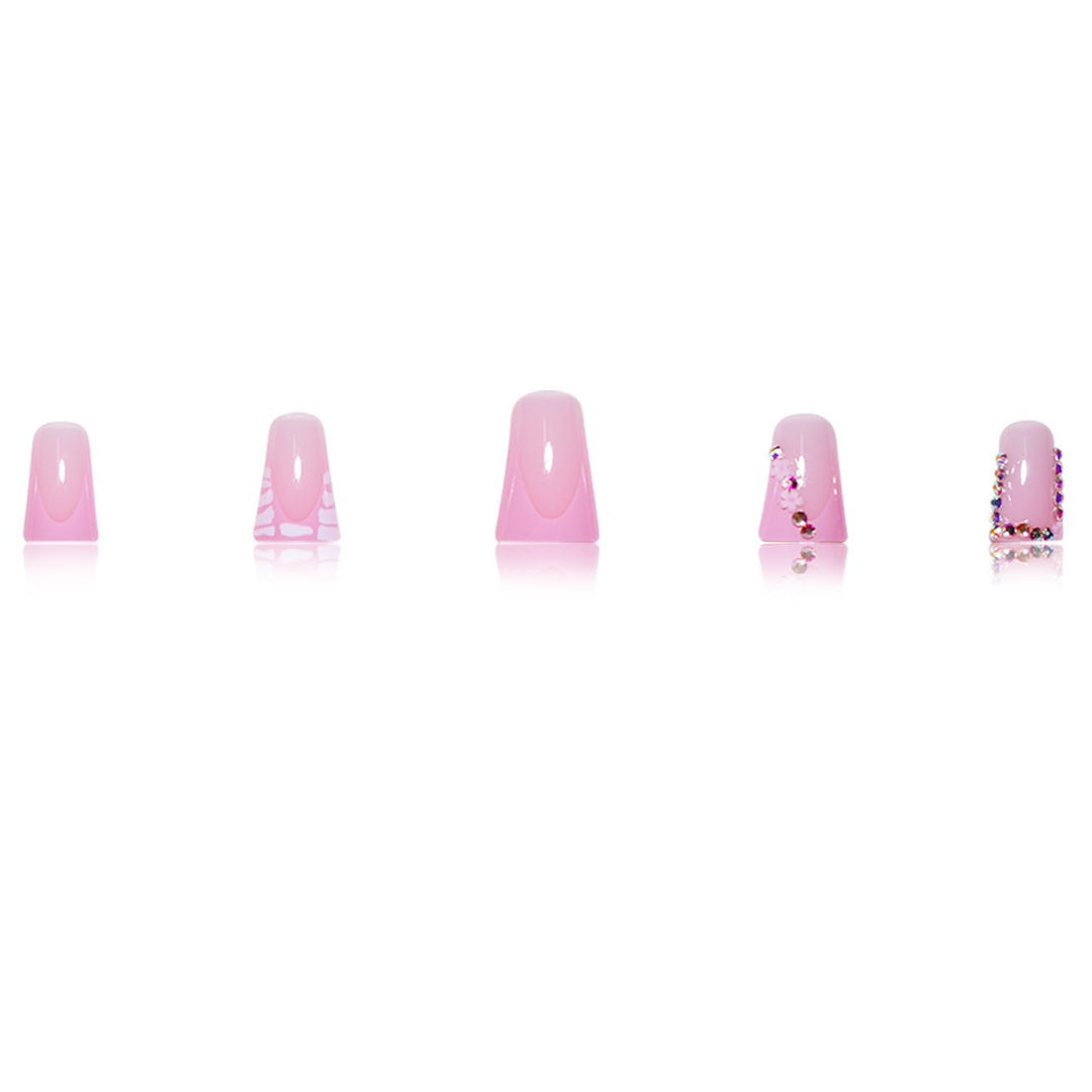 Glamouröse Acryl Press-On Nagelverlängerungen mit dekorativen Strasssteinen Karnz