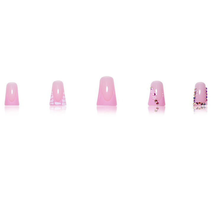 Glamouröse Acryl Press-On Nagelverlängerungen mit dekorativen Strasssteinen Karnz