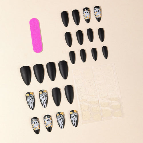 Künstlerisches Skelett-Themen-Nagelkunst Karnz