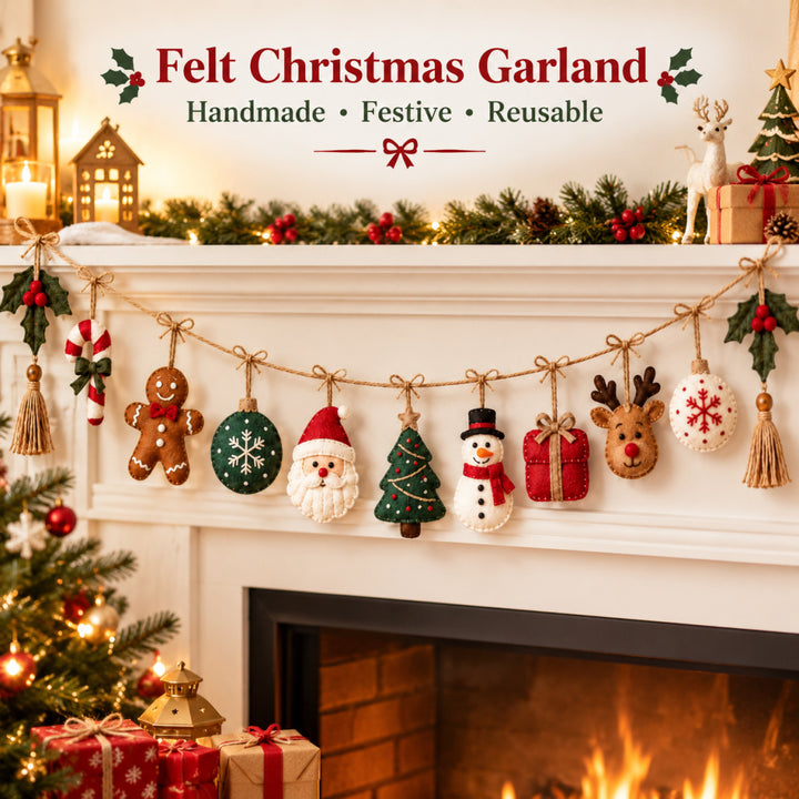 Festive Handmade Filz Weihnachtsgirlande