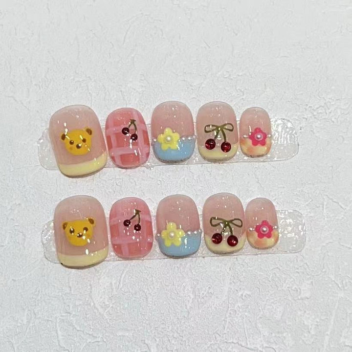 Verspielt Charakterdesign Press-On Nagelset Karnz