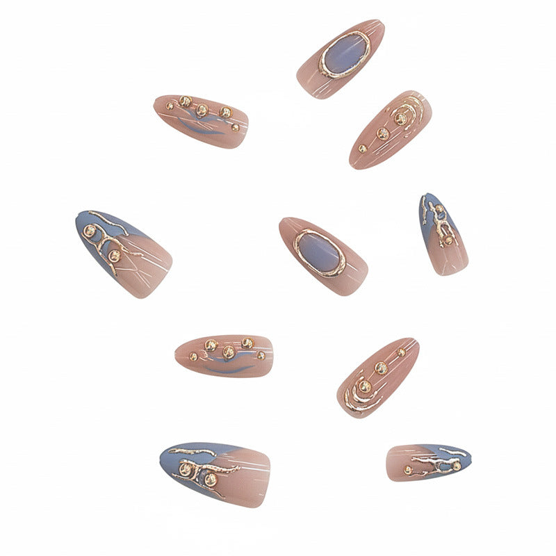 Künstlerisches Metallic Press-On Nagelset Karnz