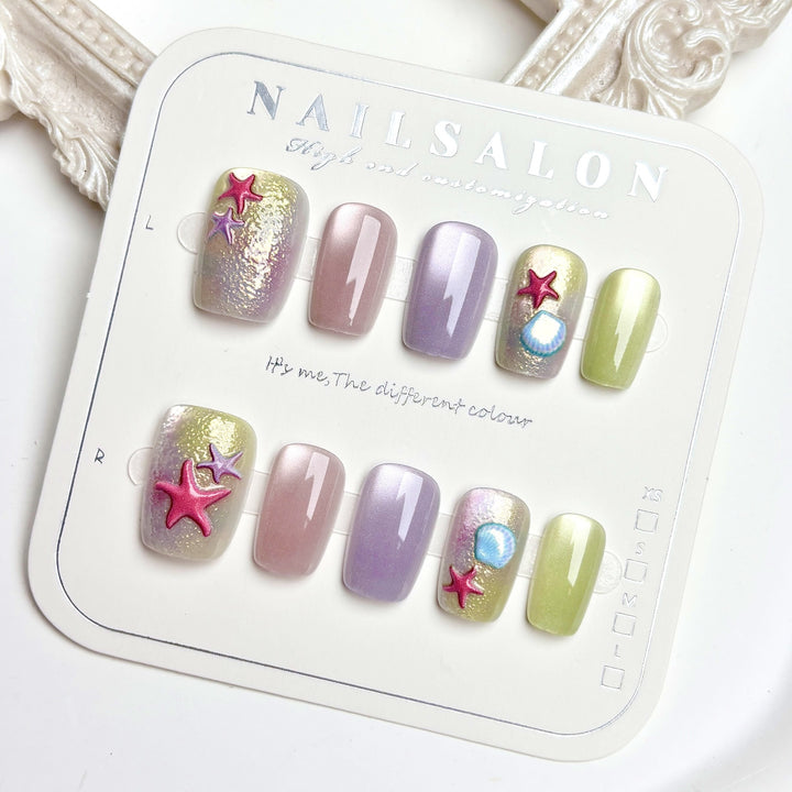 Ausgefallenes meeresmotiv Press-On Nagelkunst Set