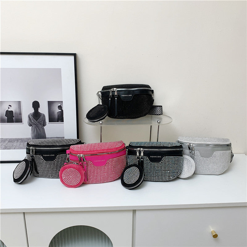 Stylische mit Strass verzierte Mini-Crossbody-Tasche Karnz