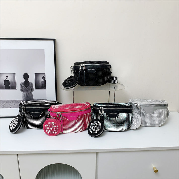 Stylische mit Strass verzierte Mini-Crossbody-Tasche Karnz