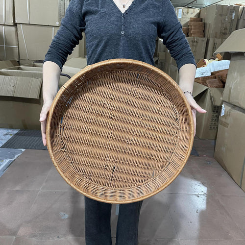 Damen runder Servierkorb aus geflochtenem Rattan Karnz