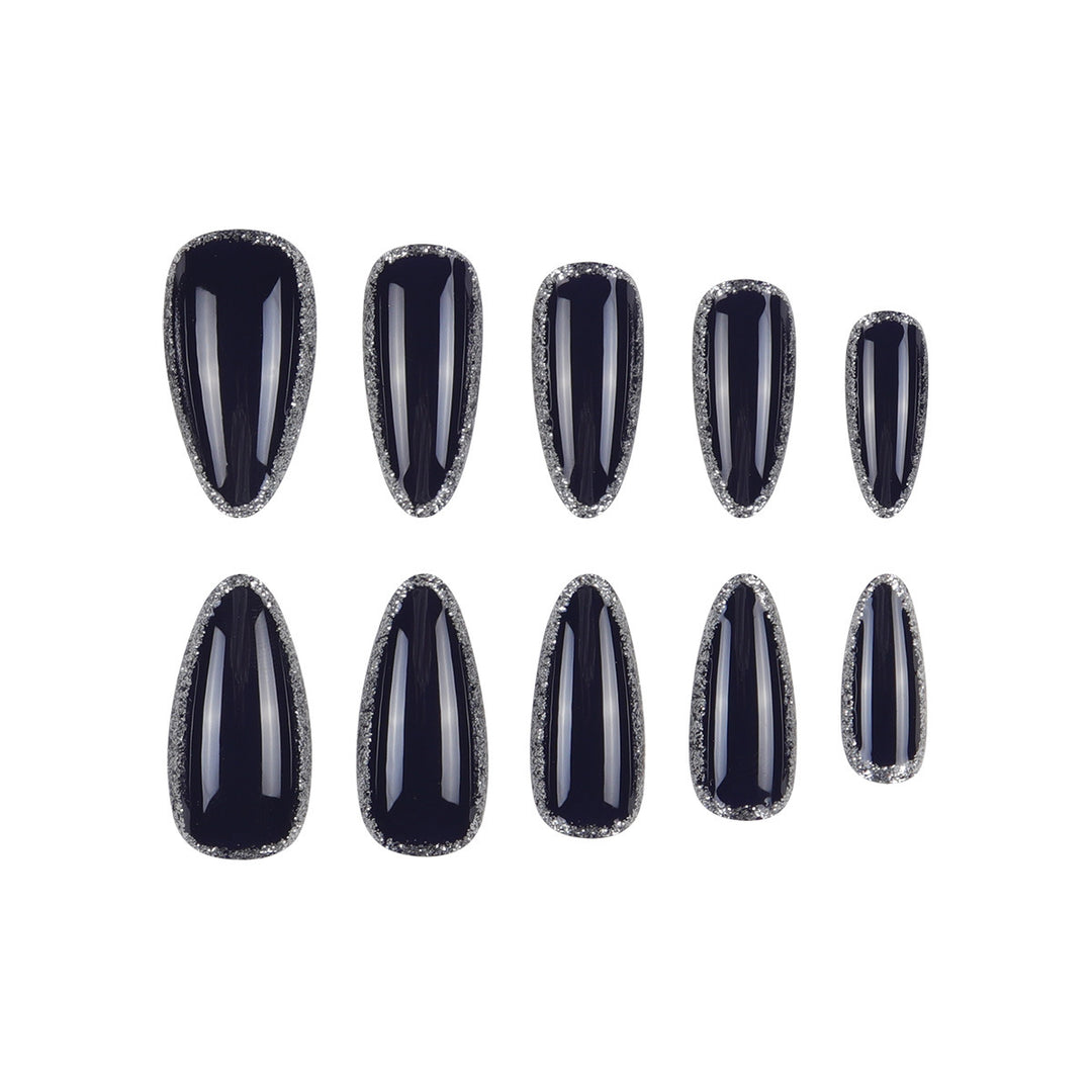 Elegante Stiletto Press-On Nägel mit Glitter-Akzent Karnz