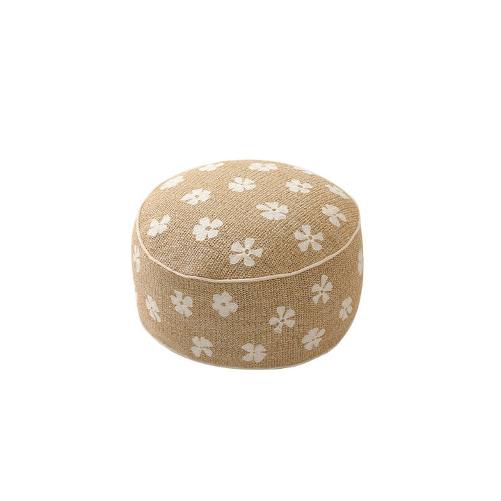 Bodensitzpouf in Blütenform mit kuscheliger Teddy‑Fleece‑Oberfläche und abnehmbarem Bezug