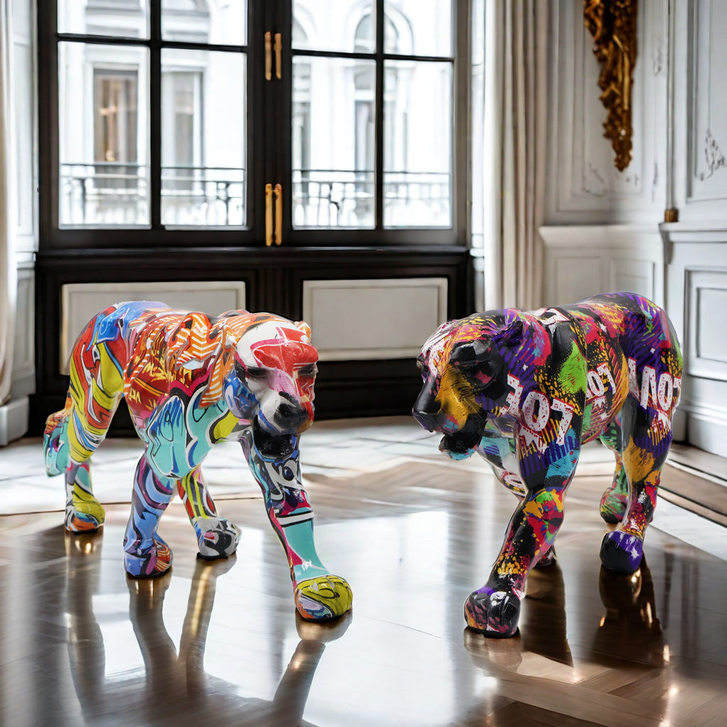 Dekorative Leopardenfigur aus Kunstharz Karnz