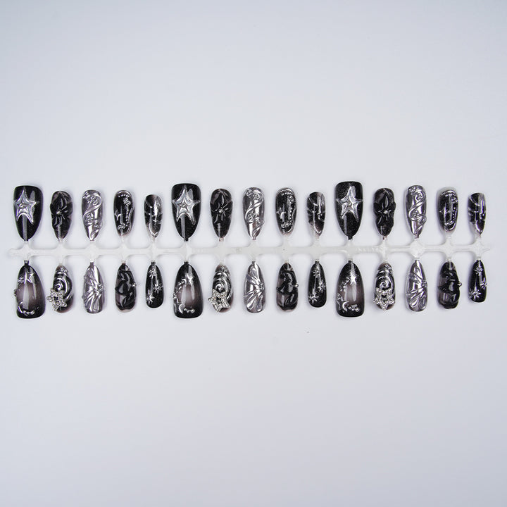 Künstlerisches schwarzes Nagelspitzen-Set Karnz