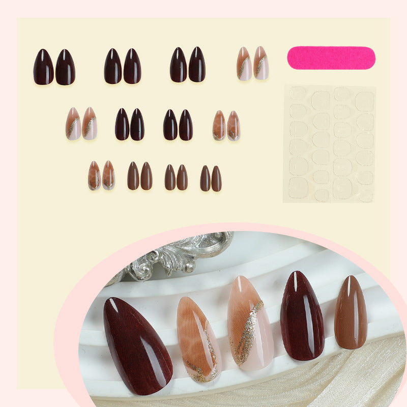 Press-On Nagelkunst-Set mit elegantem Marmor- und Glitzerakzenten Karnz