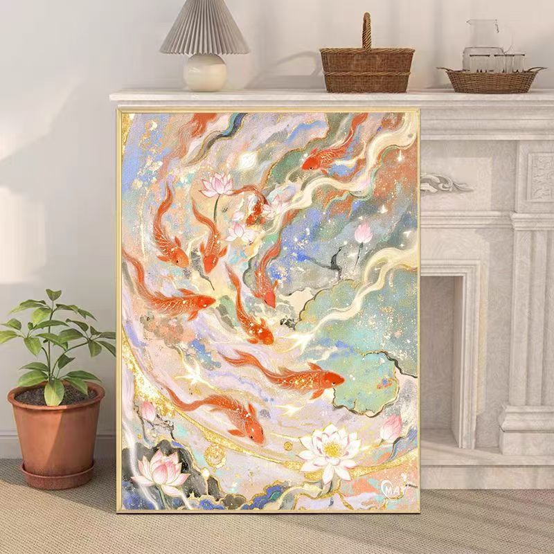 Künstlerische Koi-Fisch-Leinwand Wandkunst Karnz
