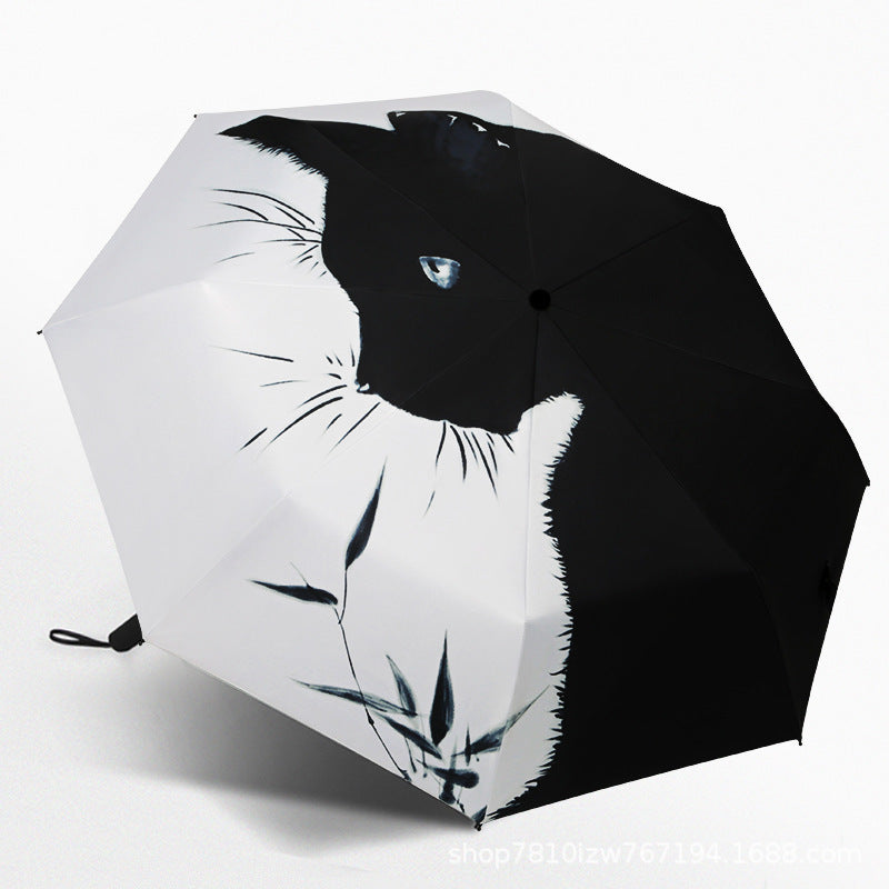 Damen Automatischer Regenschirm mit Katzenmotiv Karnz