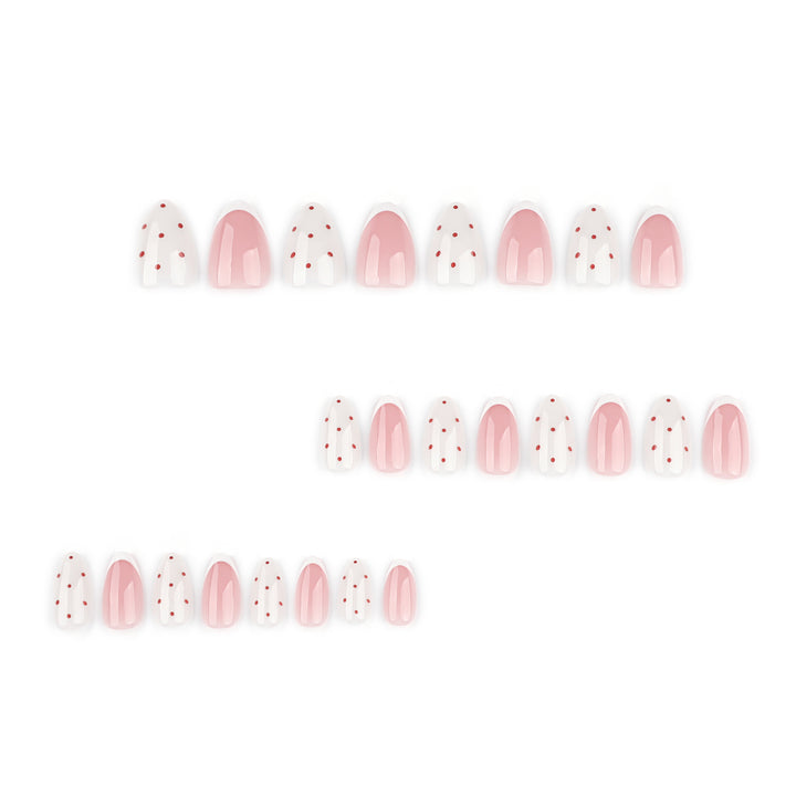 Elegante Nägelkunst mit modernen Punkten und French-Tips Karnz