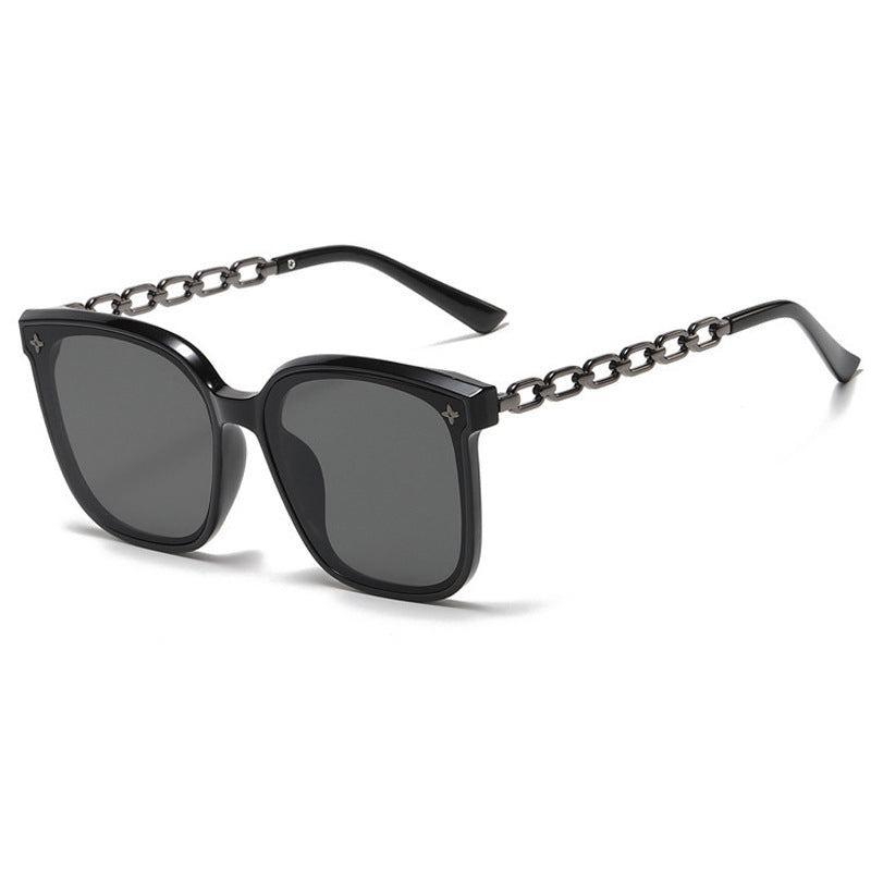 Damen extragroße Sonnenbrille mit modischem Kettenrahmen Karnz