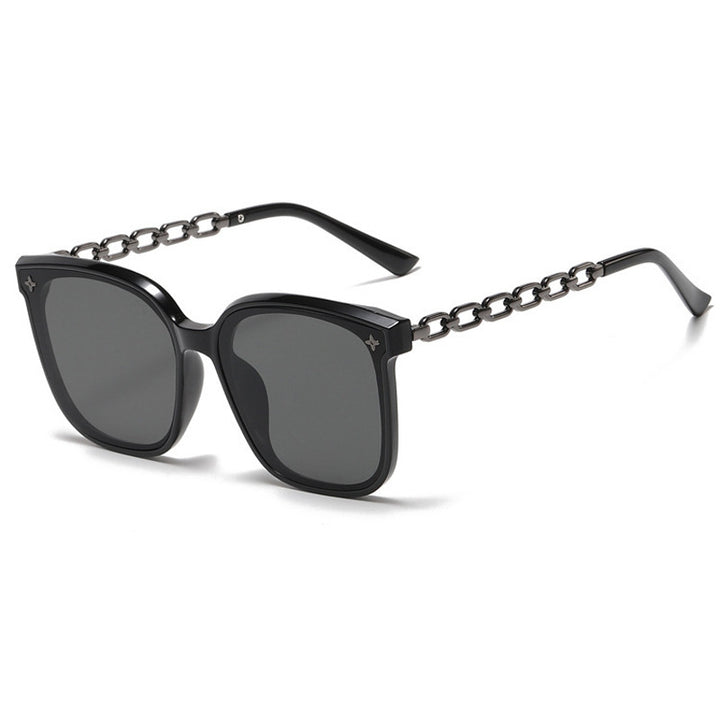 Damen extragroße Sonnenbrille mit modischem Kettenrahmen Karnz