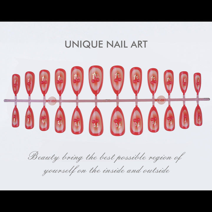 Premium Dekorativer Druck-On-Nagelset Karnz