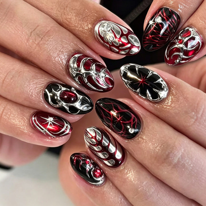 Gothic-inspirierte dekorative Press-On-Nagel-Set