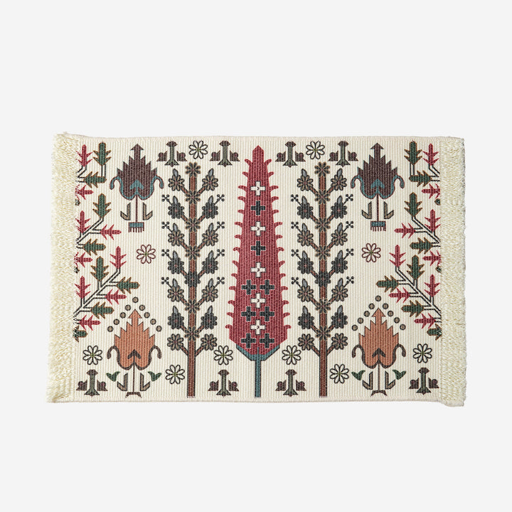 Gewebter Dekorläufer mit Damast-Jacquard und handgefranster Kante Karnz