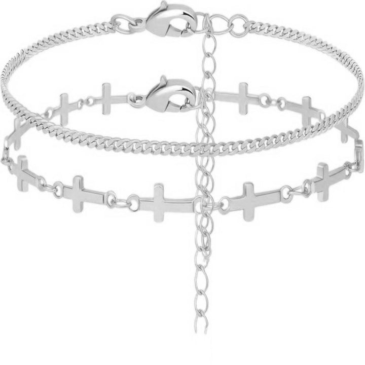 Gestapelte Kreuz Charm Armband Karnz