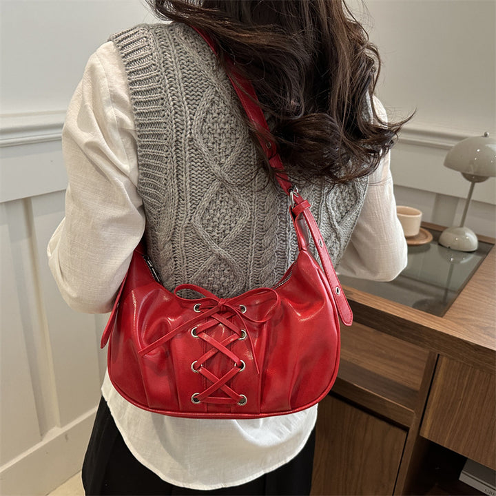 Stylische Schnür-Schultertasche