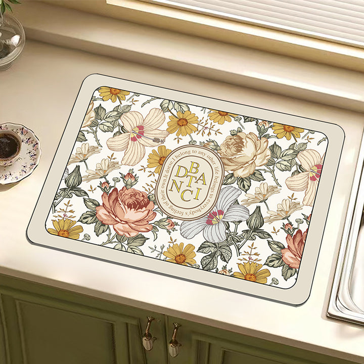 Vintage Floral Design Küchenmatte