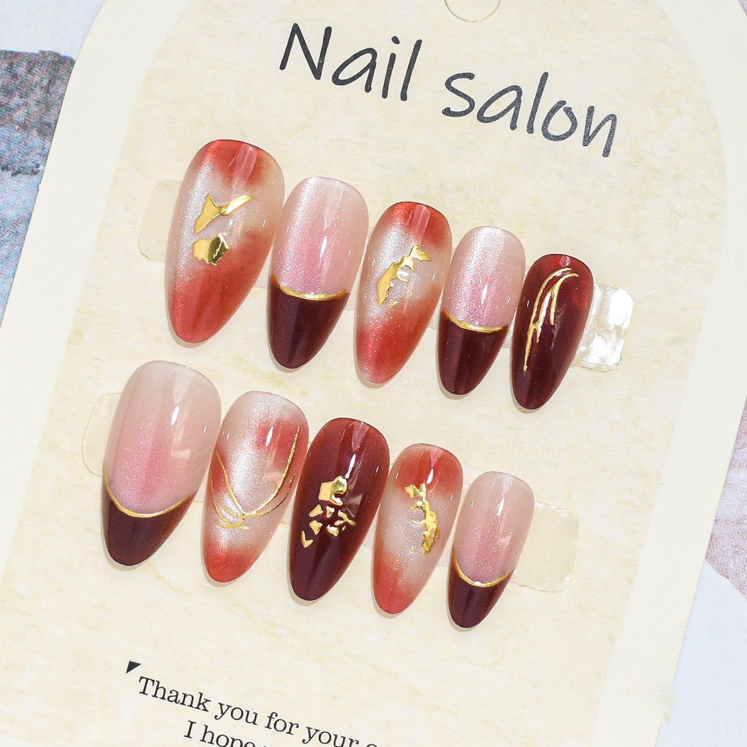 Künstlerisches Press-On-Nagelset mit Kirschblütenmuster Karnz