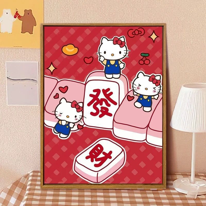 Hello Kitty-inspirierte Cartoon-Wandkunst Druck Karnz
