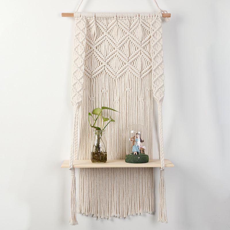 Makramee Wandregal mit integriertem Pflanzenhalter Karnz
