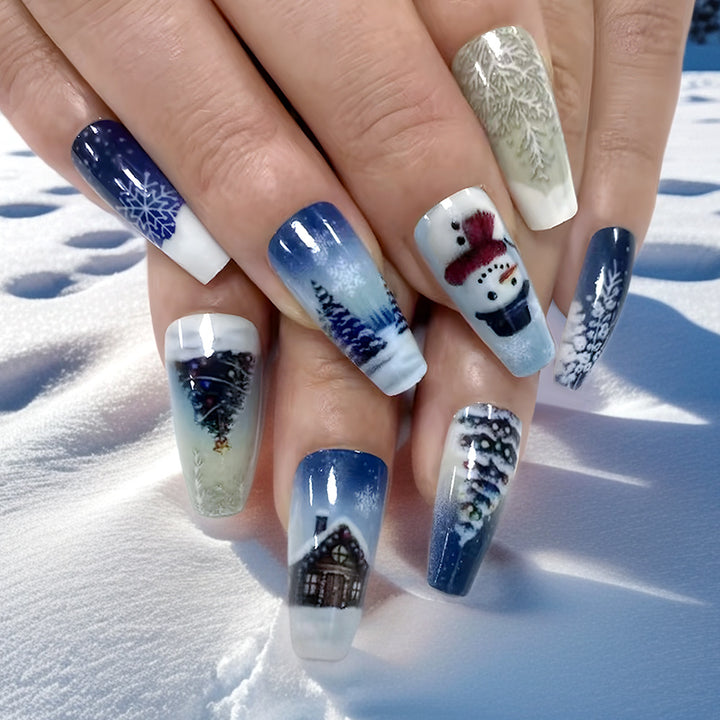 Winter-Themen Künstlerische Press-On Nägel Karnz