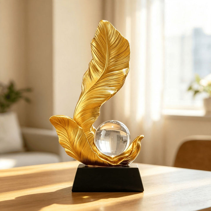 Dekorative goldene Blattskulptur für Wohnkultur