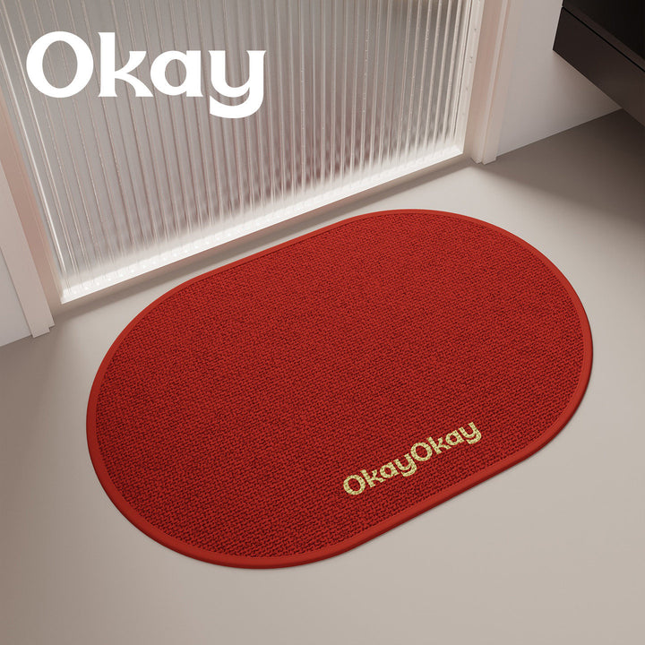 Non-Slip Oval Entrance Door Mat with Absorbent Loop Pile