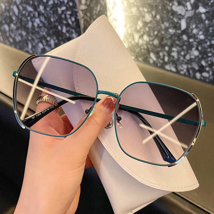Damen Große quadratische Sonnenbrille mit hochwertigem Metallrahmen Karnz