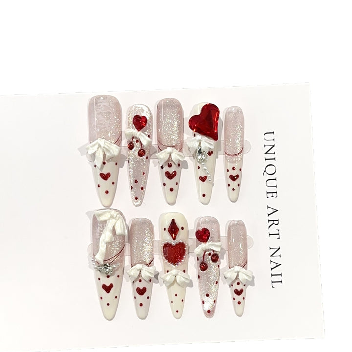 Herz-Themen bewegliche Press-on-Nagelset