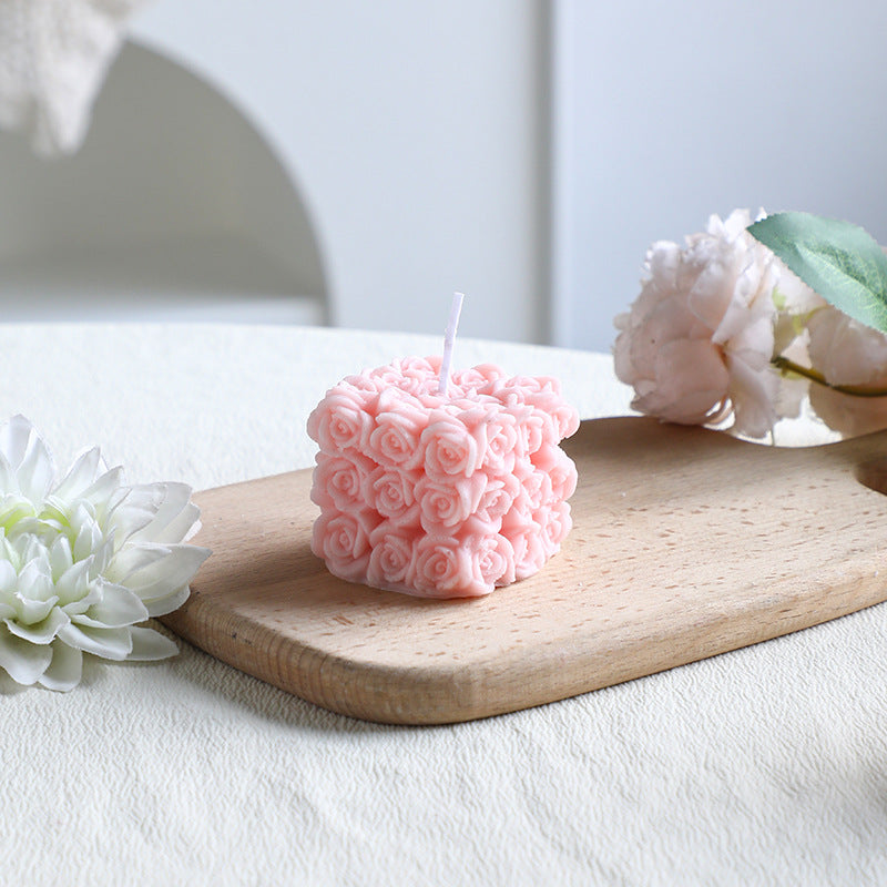 Handgegossen Blütenrelief Cupcake Dekorationskerze