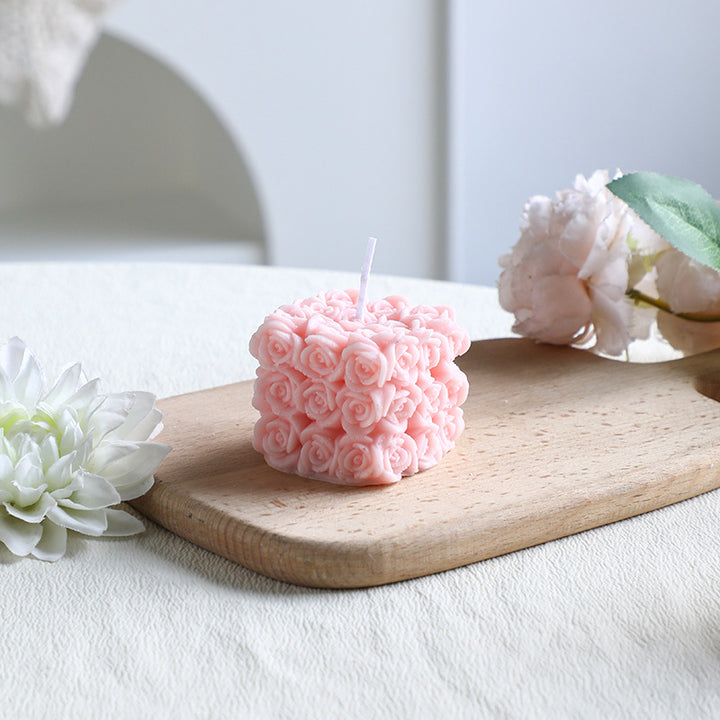 Handgegossen Blütenrelief Cupcake Dekorationskerze