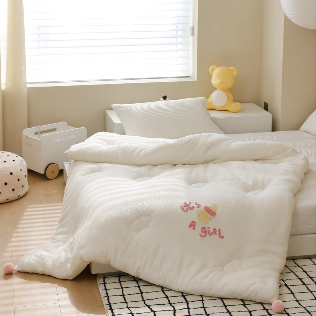 Baumwolle Baby Mädchen Bestickte Steppbett Futon Bettdecke