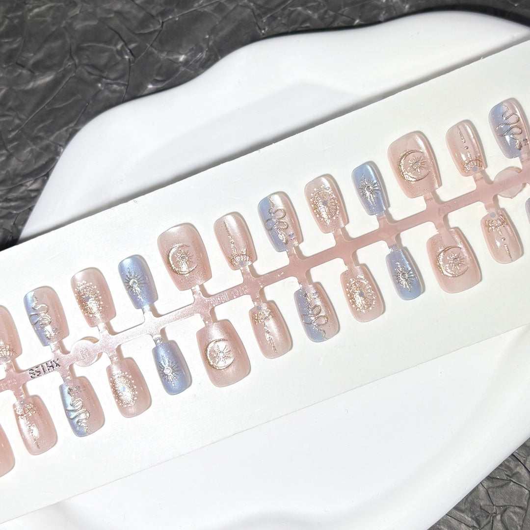 Glamouröse Metallic-Press-On-Nagel-Set