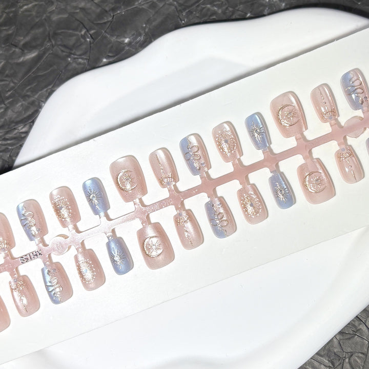 Glamouröse Metallic-Press-On-Nagel-Set