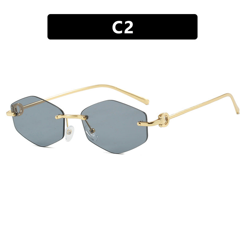 Damen modische Sonnenbrille mit hexagonalem Gestell und luxuriösen Akzenten Karnz