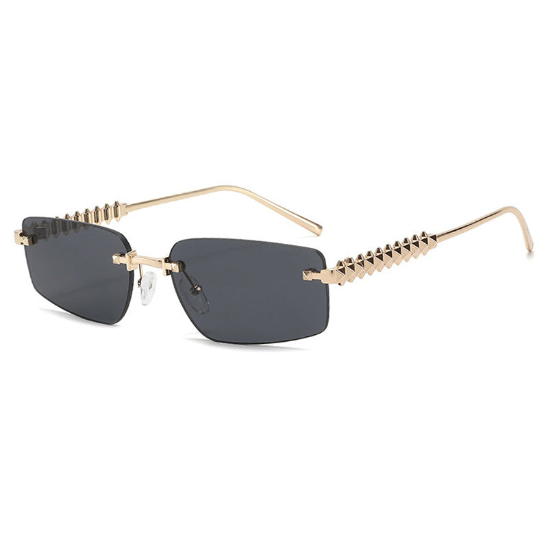 Damen quadratische Sonnenbrille mit filigranem Rahmen und luxuriösen Akzenten Karnz
