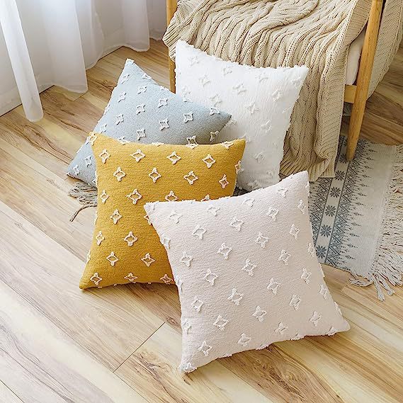 Dekorativer Kissenbezug im Boho‑Skandi‑Mix mit handtuftetem 3D‑Diamantrelief Karnz
