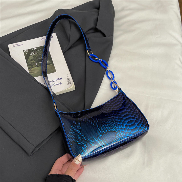 Stylische Texturierte Schlangenleder Effekt Handtasche Karnz