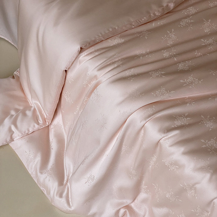 Luxuriöses Bettwäsche-Set aus Satin mit Aquarell-Blütenmuster