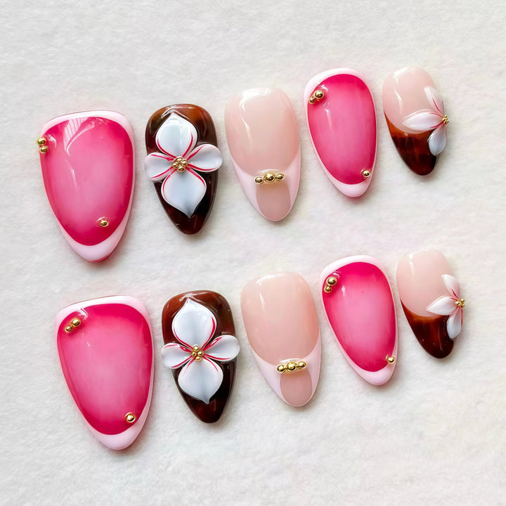 Floral-Accent Press-On Nagelkunst Set