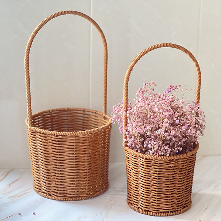 Handgefertigter Rattan Aufbewahrungskorb mit Griff Karnz