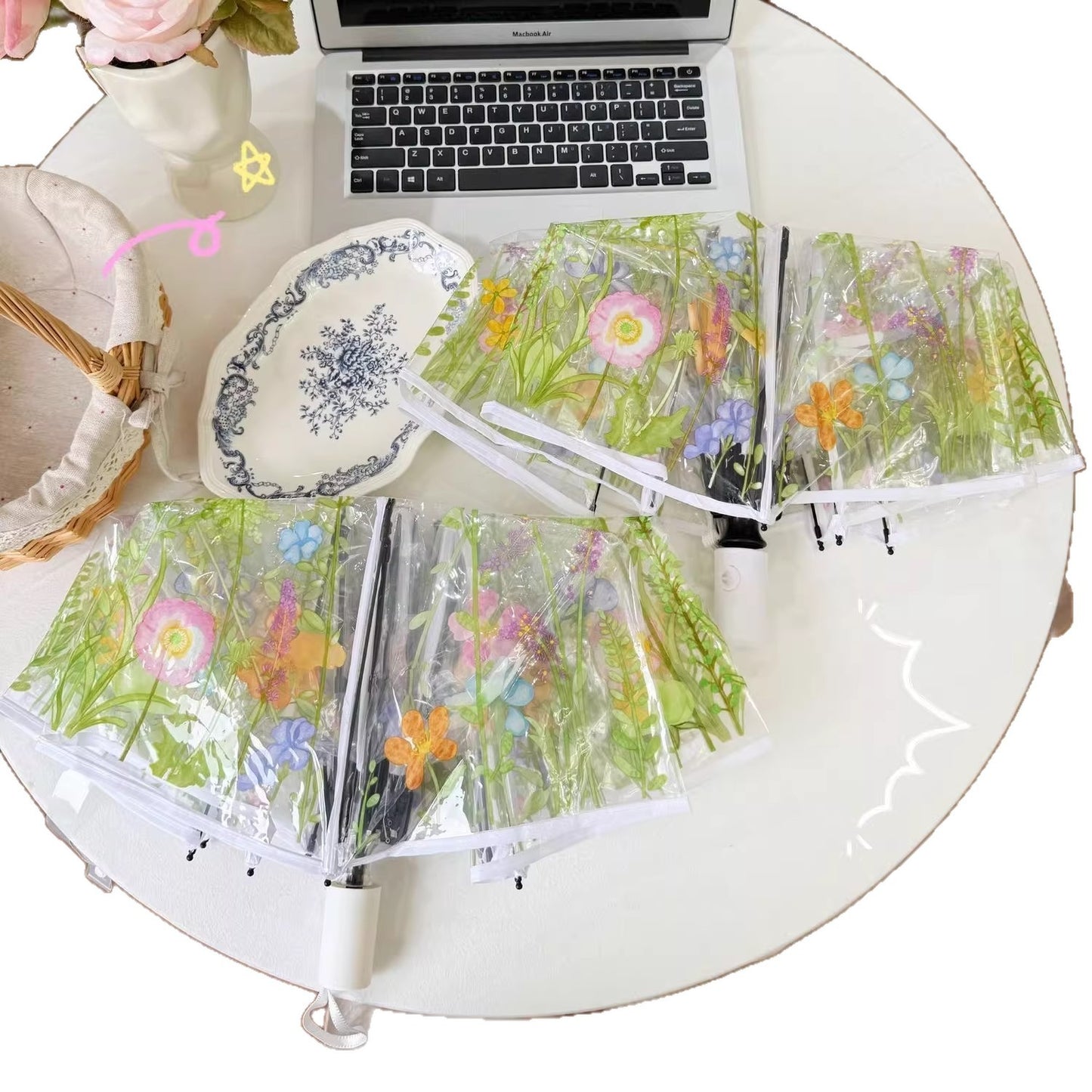 Damen Floral Motiv Regenschirm Karnz