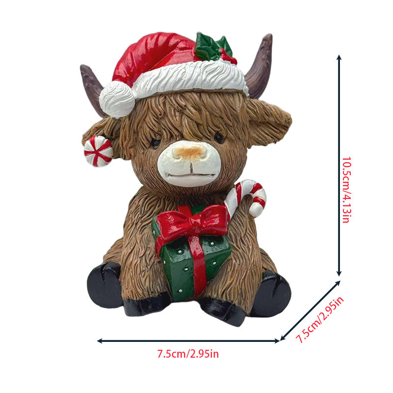 Dekorative Highland Cow Figur Karnz